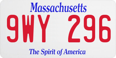 MA license plate 9WY296