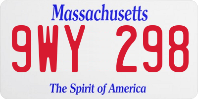 MA license plate 9WY298