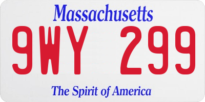 MA license plate 9WY299