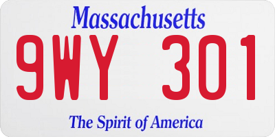 MA license plate 9WY301