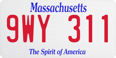 MA license plate 9WY311