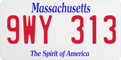 MA license plate 9WY313