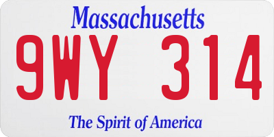MA license plate 9WY314