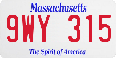 MA license plate 9WY315