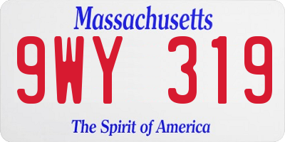 MA license plate 9WY319