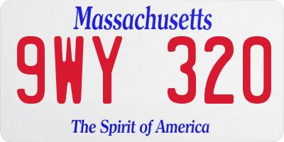 MA license plate 9WY320