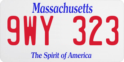 MA license plate 9WY323