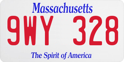 MA license plate 9WY328