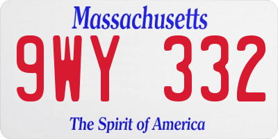 MA license plate 9WY332
