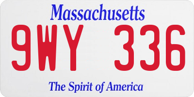 MA license plate 9WY336