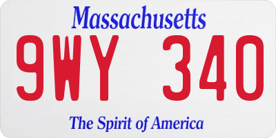 MA license plate 9WY340