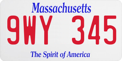 MA license plate 9WY345