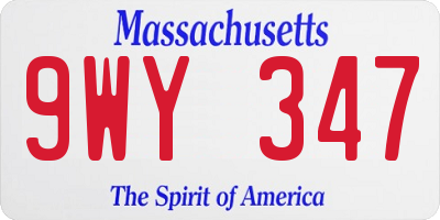 MA license plate 9WY347