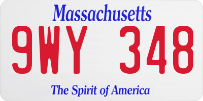 MA license plate 9WY348