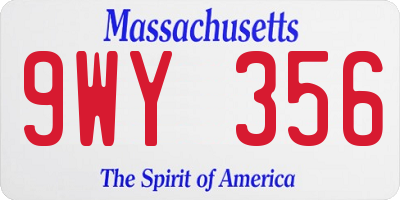 MA license plate 9WY356