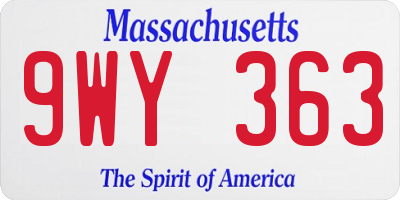 MA license plate 9WY363