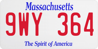 MA license plate 9WY364