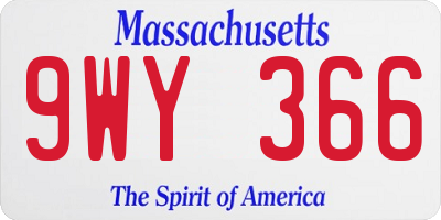 MA license plate 9WY366