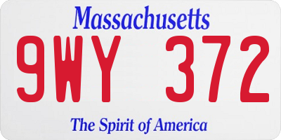 MA license plate 9WY372