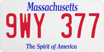 MA license plate 9WY377