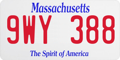 MA license plate 9WY388