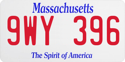 MA license plate 9WY396