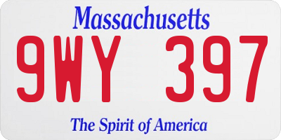 MA license plate 9WY397