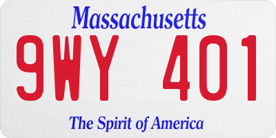 MA license plate 9WY401