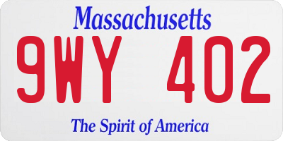 MA license plate 9WY402