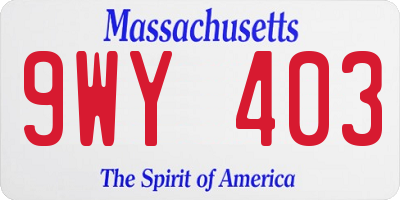 MA license plate 9WY403