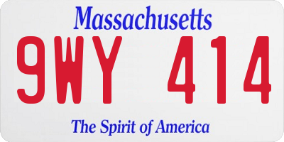 MA license plate 9WY414