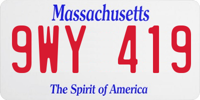 MA license plate 9WY419