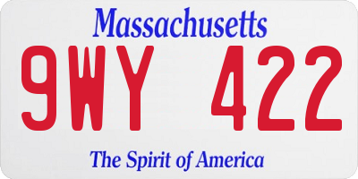 MA license plate 9WY422