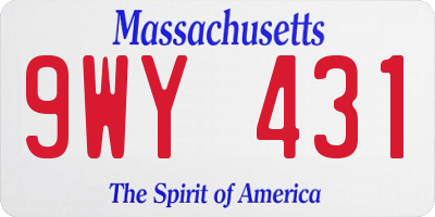 MA license plate 9WY431