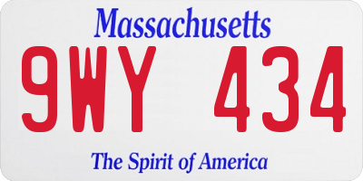 MA license plate 9WY434