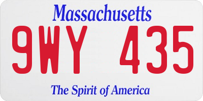 MA license plate 9WY435