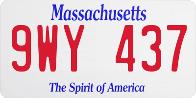 MA license plate 9WY437