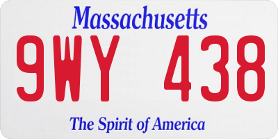 MA license plate 9WY438