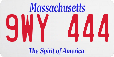 MA license plate 9WY444