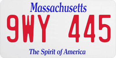 MA license plate 9WY445