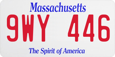 MA license plate 9WY446