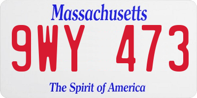 MA license plate 9WY473