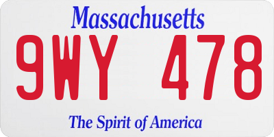 MA license plate 9WY478
