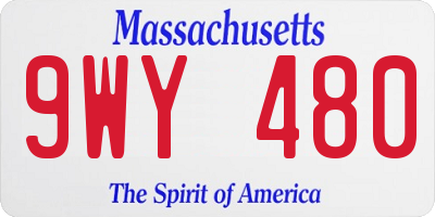 MA license plate 9WY480