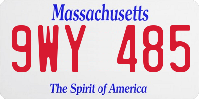 MA license plate 9WY485