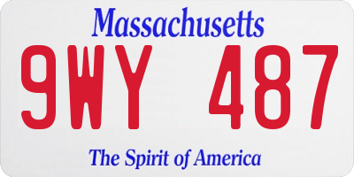 MA license plate 9WY487