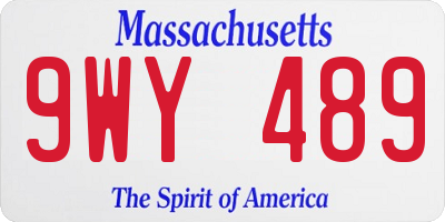 MA license plate 9WY489