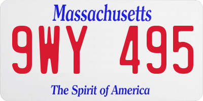 MA license plate 9WY495
