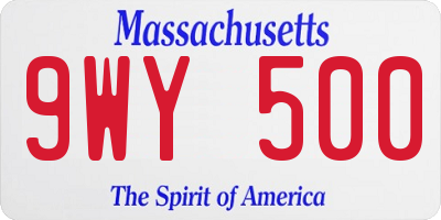 MA license plate 9WY500