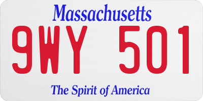 MA license plate 9WY501